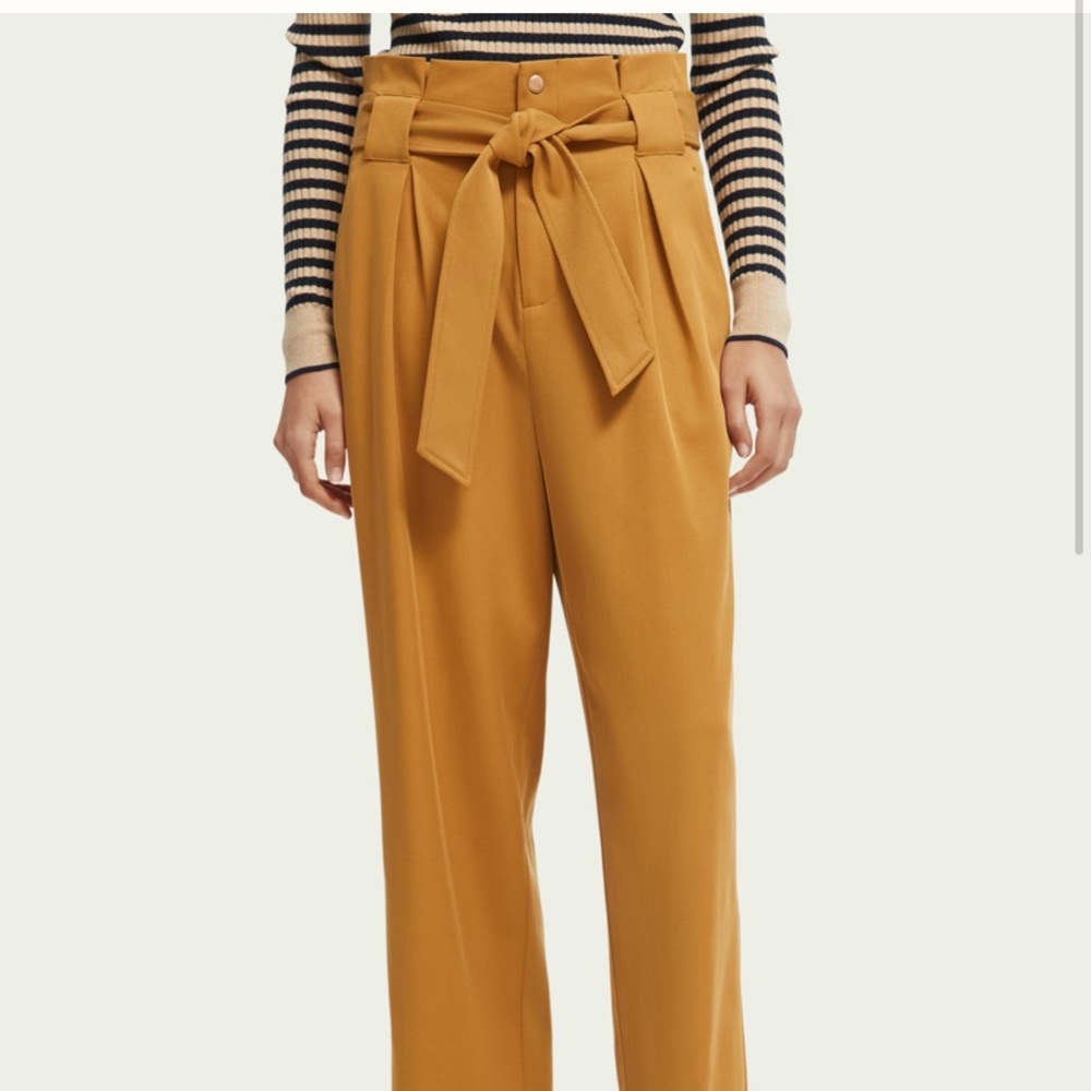 The Daisy high-rise straight-leg paper bag trousers